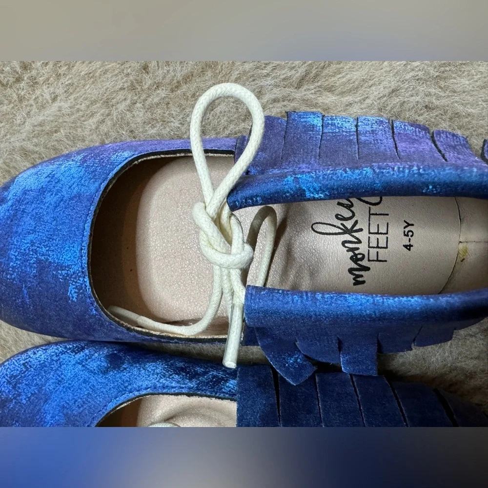 Blue Kids Moccasins 4-5Y Monkey Feet